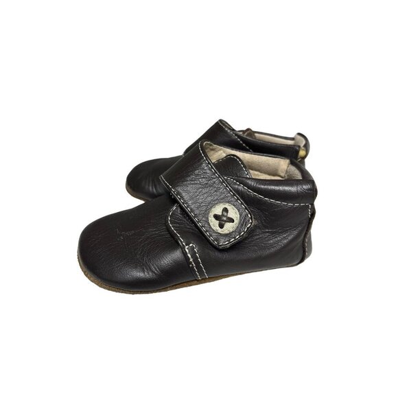 Livie‎ & Luca Infant Boys Benny Brown Leather Bootie Strap & Button Size 6 - 12 - Picture 1 of 6